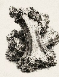 Etched illustration of a pork bone