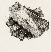 Etched illustration of katsuobushi blocks