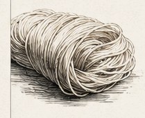 Etched illustration of a nest of fresh ramen noodles